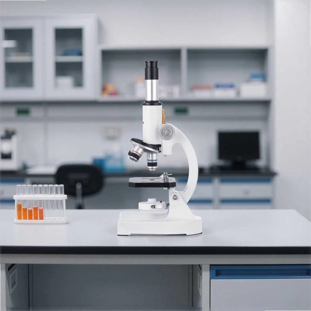 Monokuliarinis mikroskopas suaugusiems, profesionalus sudėtinis rinkinys su 40-2000x didinimu, aliuminio lydinio konstrukcija, LED šviesa ir telefono laikikliu, edukacinis laboratorinis mikroskopas