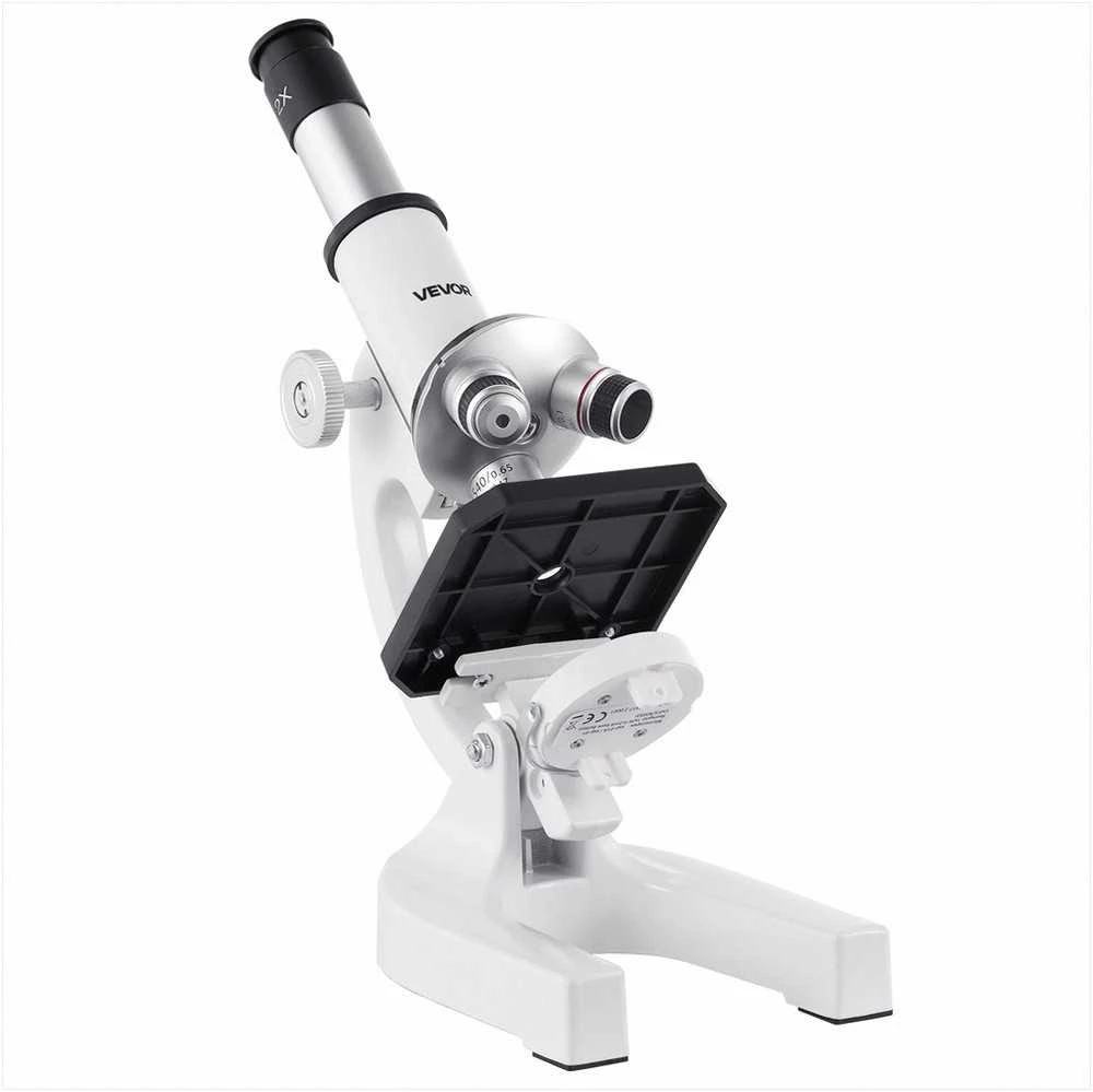 Monokuliarinis mikroskopas suaugusiems, profesionalus sudėtinis rinkinys su 40-2000x didinimu, aliuminio lydinio konstrukcija, LED šviesa ir telefono laikikliu, edukacinis laboratorinis mikroskopas
