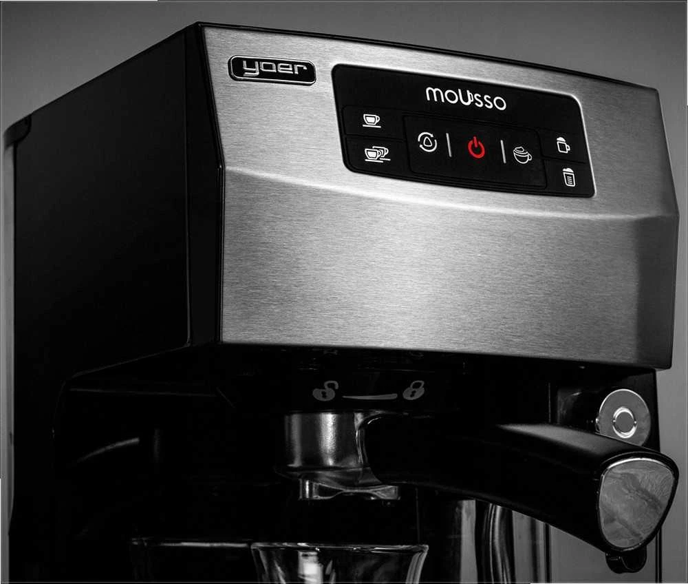 Mousso Automatinis slėginis kavos aparatas su pieno putų plakikliu, 20 bar nerūdijantis plienas, 1450W, espresso aparatas, kavos virimo aparatas su kapučinatoriumi