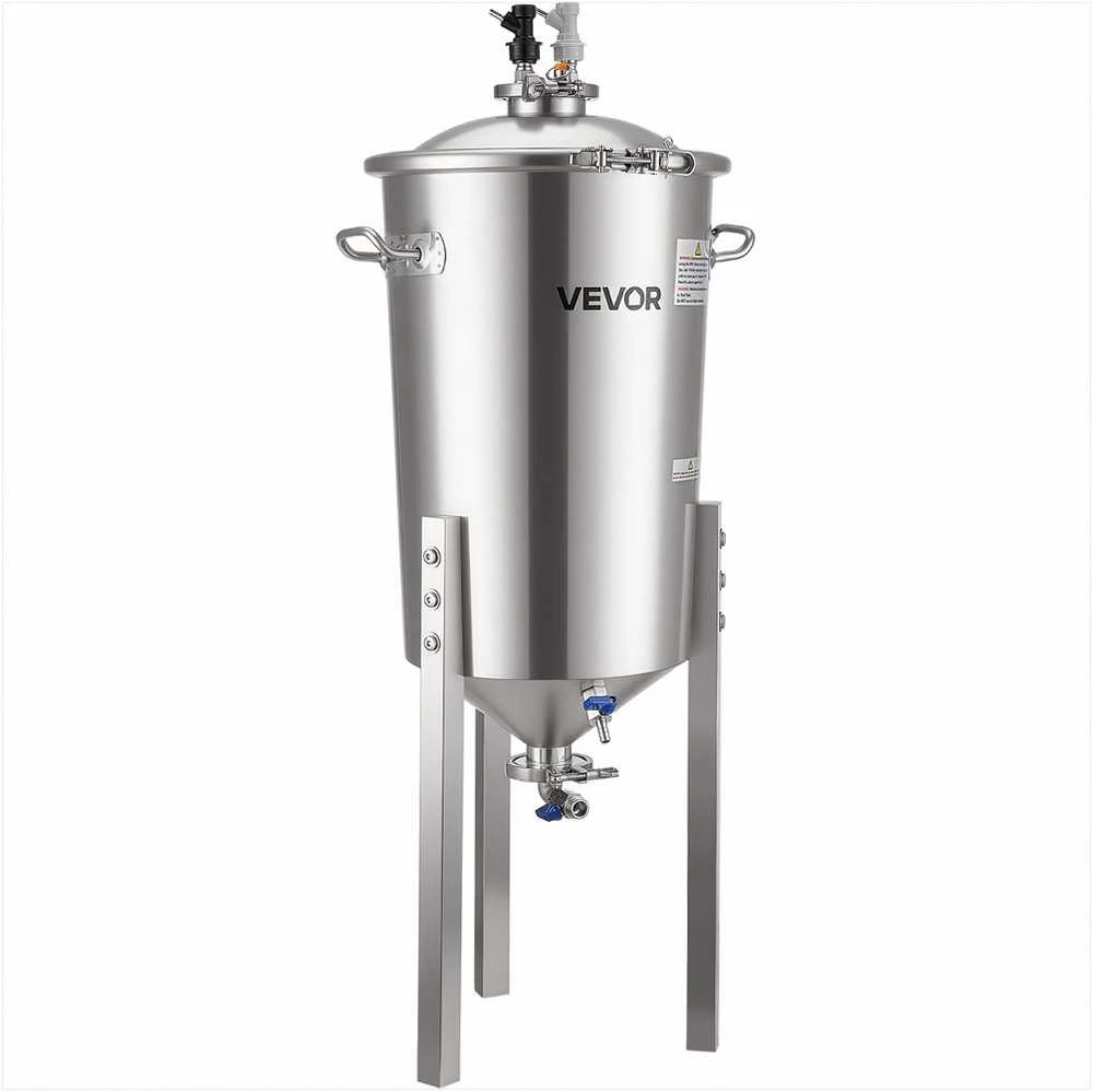 Nerūdijančio plieno kūginis fermentatorius 30 litrų namų alaus gamybos talpa, su reguliuojamomis kojelėmis ir integruotu termometru, 30 l fermentacijos kibiras, kūginio dugno fermentatorius