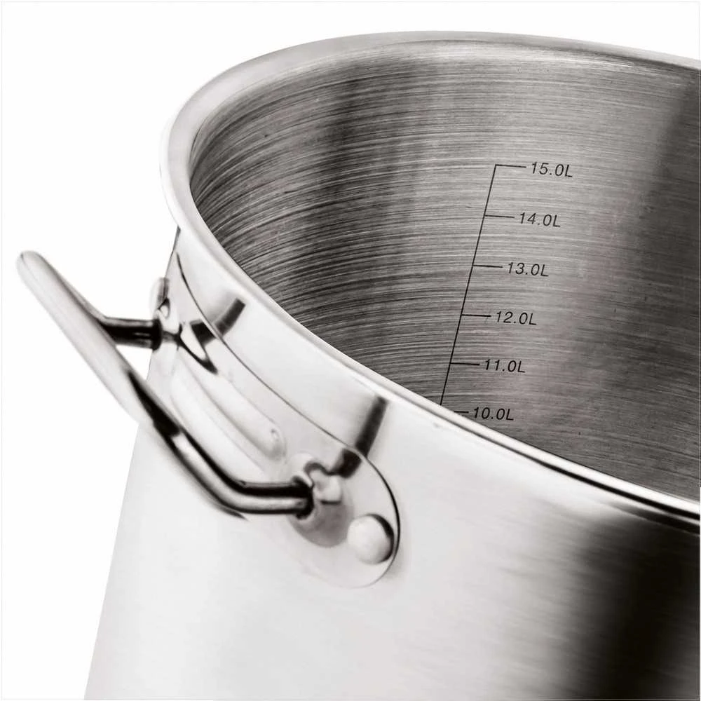 Tadar Nerūdijančio plieno puodas indukcijai, 16.5 litrų talpa, didelis šeimyninis puodas, plaunamas indaplovėje, 16.5 L puodas, indukcinis puodas, nerūdijančio plieno puodas, didelis virimo puodas