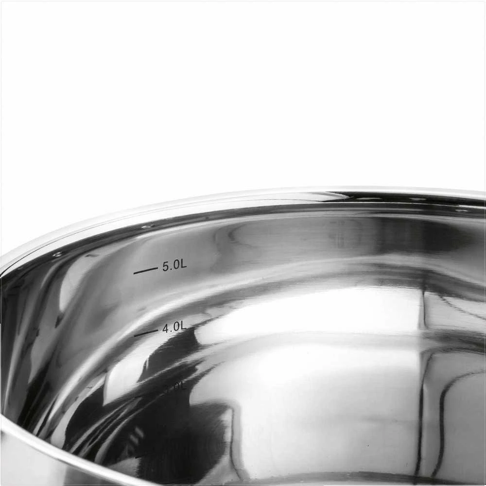 Nerūdijančio plieno puodų rinkinys su stikliniais dangčiais indukcinėms viryklėms, 4 dalių, universalus gaminimas, galima plauti indaplovėje, 1.8-6 L puodai, virtuvės reikmenys