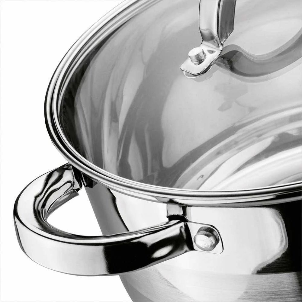 Nerūdijančio plieno puodų rinkinys universaliam gaminimui, tinkamas indukcijai, plaunamas indaplovėje, 3 dydžiai 16 cm 20 cm 24 cm, virtuvės indų komplektas