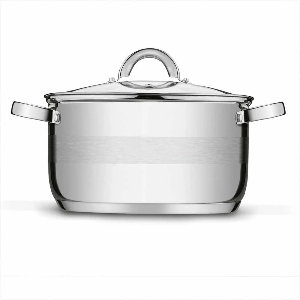 Nerūdijančio plieno puodų rinkinys universaliam gaminimui, tinkamas indukcijai, plaunamas indaplovėje, 3 dydžiai 16 cm 20 cm 24 cm, virtuvės indų komplektas