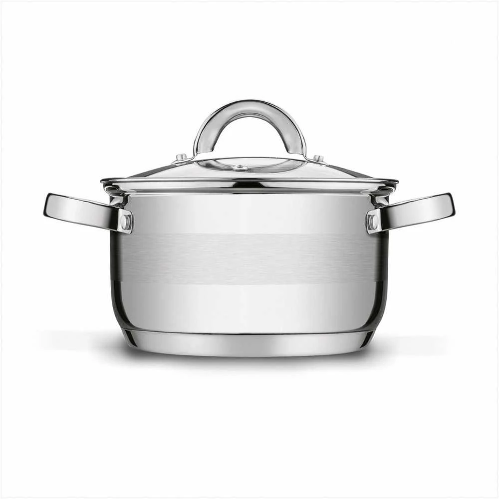 Nerūdijančio plieno puodų rinkinys universaliam gaminimui, tinkamas indukcijai, plaunamas indaplovėje, 3 dydžiai 16 cm 20 cm 24 cm, virtuvės indų komplektas