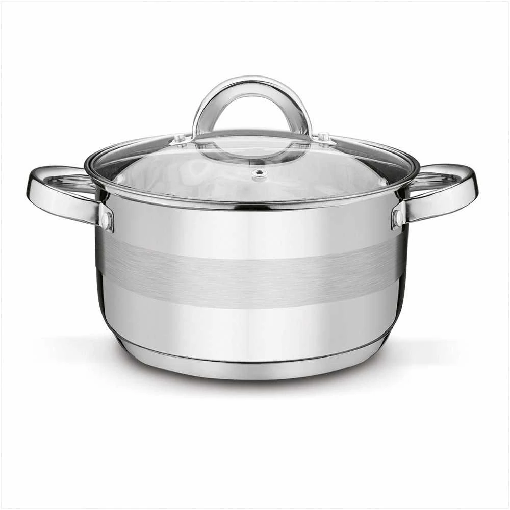 Nerūdijančio plieno puodų rinkinys universaliam gaminimui, tinkamas indukcijai, plaunamas indaplovėje, 3 dydžiai 16 cm 20 cm 24 cm, virtuvės indų komplektas