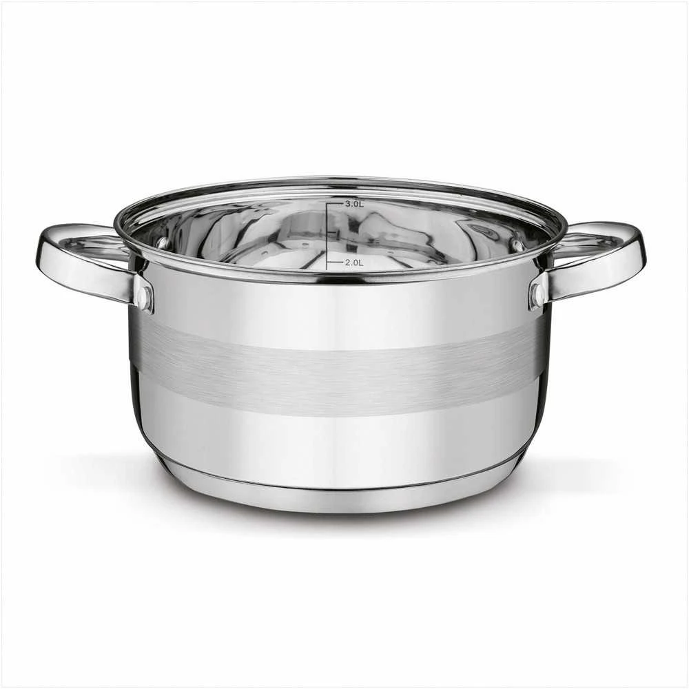 Nerūdijančio plieno puodų rinkinys universaliam gaminimui, tinkamas indukcijai, plaunamas indaplovėje, 3 dydžiai 16 cm 20 cm 24 cm, virtuvės indų komplektas