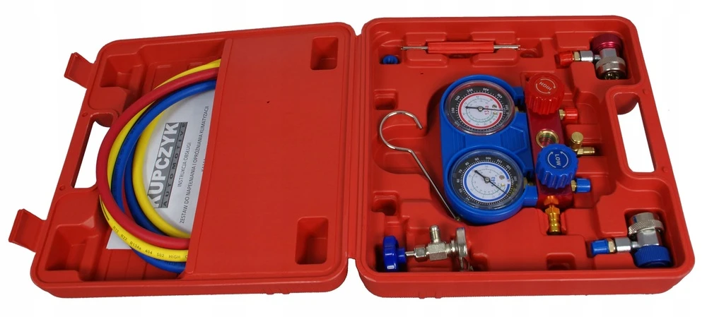 Oro kondicionavimo pildymo rinkinys, automobilių AC diagnostikos įrankis, šaldymo slėgio matuoklių rinkinys, AC kolektoriaus matuoklių rinkinys, ŠVOK aptarnavimo rinkinys