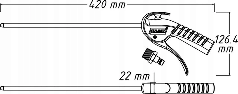 Oro pūtimo pistoletas, ilgas antgalis valymui, pramoniniam ir namų naudojimui, suspausto oro pūstuvas, 280 mm antgalis