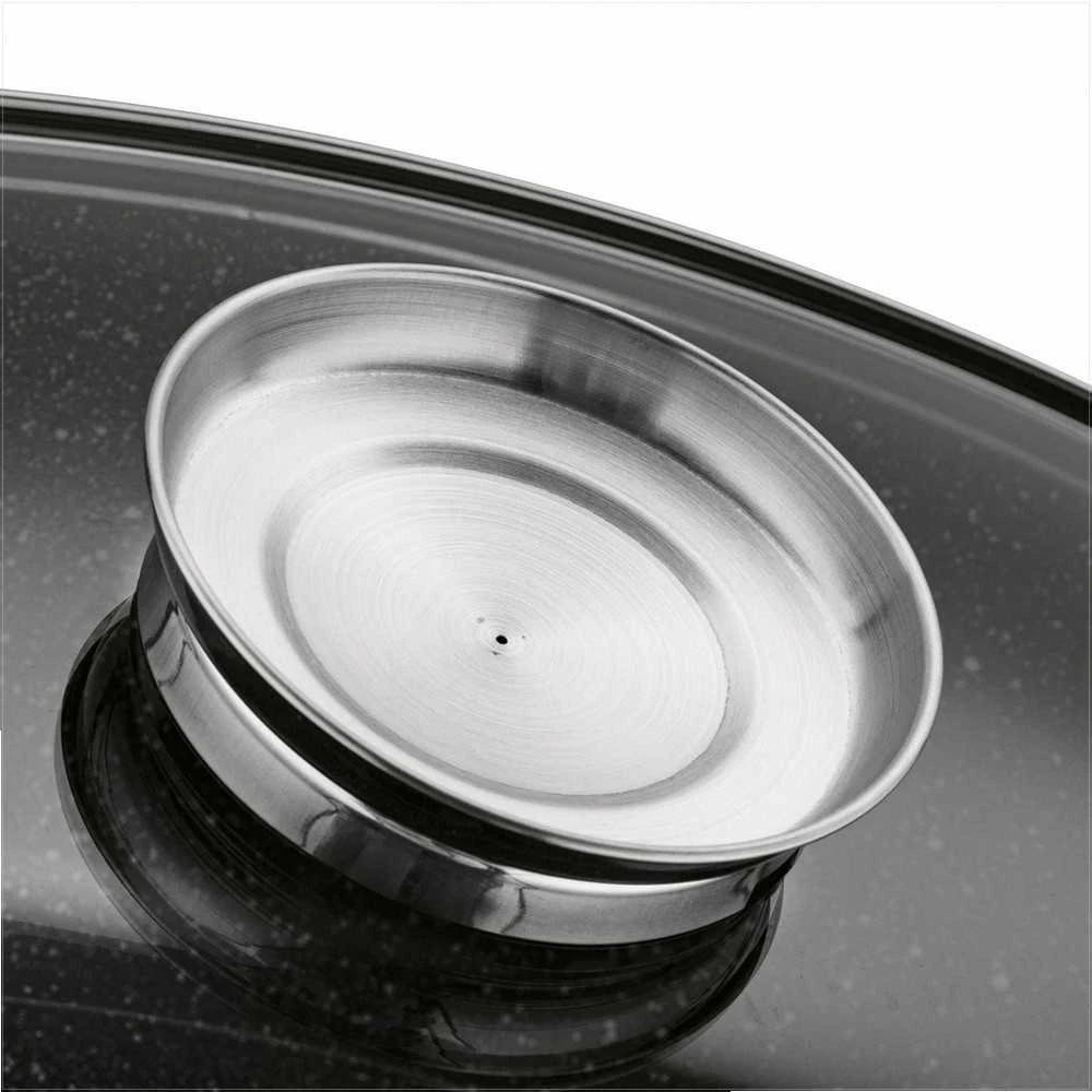 Konighoffer Ovalus keraminis troškintuvas indukcinei viryklei, 8 l talpa, stiklinis dangtis su aromatizatoriumi, neprisvylanti akmens apdaila, didelis šeimyninis puodas troškinimui