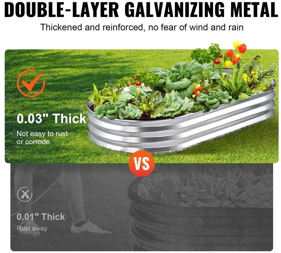 VEVOR Pakelta lysvė, cinkuotas metalas, sidabrinė apdaila