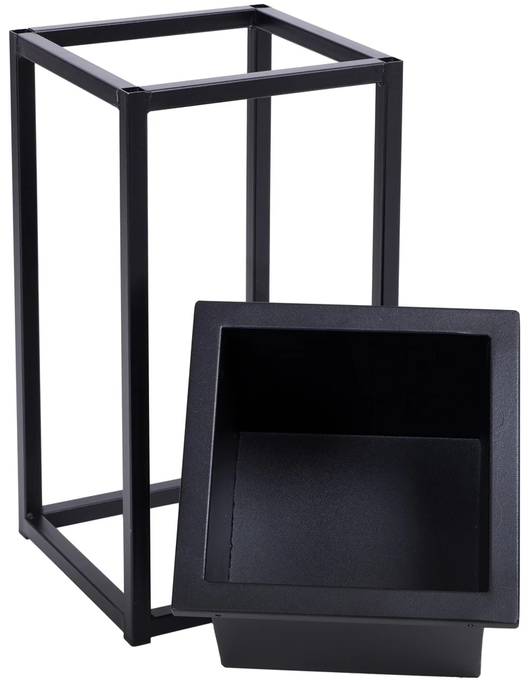 Palėpės stiliaus augalų stovas CONCOVE 40 cm, juodo metalo gėlių stovas, kambarinis vazonų laikiklis, gėlių lentyna, metalinis stovas augalams