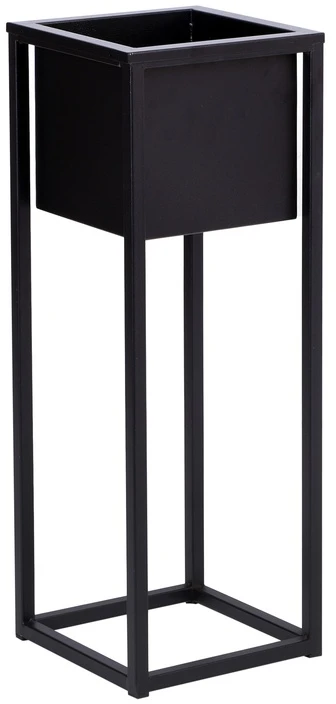 Palėpės stiliaus augalų stovas CONCOVE 40 cm, juodo metalo gėlių stovas, kambarinis vazonų laikiklis, gėlių lentyna, metalinis stovas augalams
