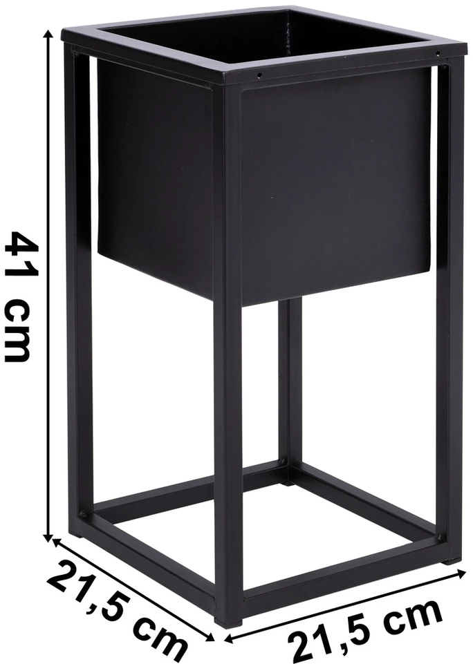 Palėpės stiliaus augalų stovas CONCOVE 40 cm, juodo metalo gėlių stovas, kambarinis vazonų laikiklis, gėlių lentyna, metalinis stovas augalams