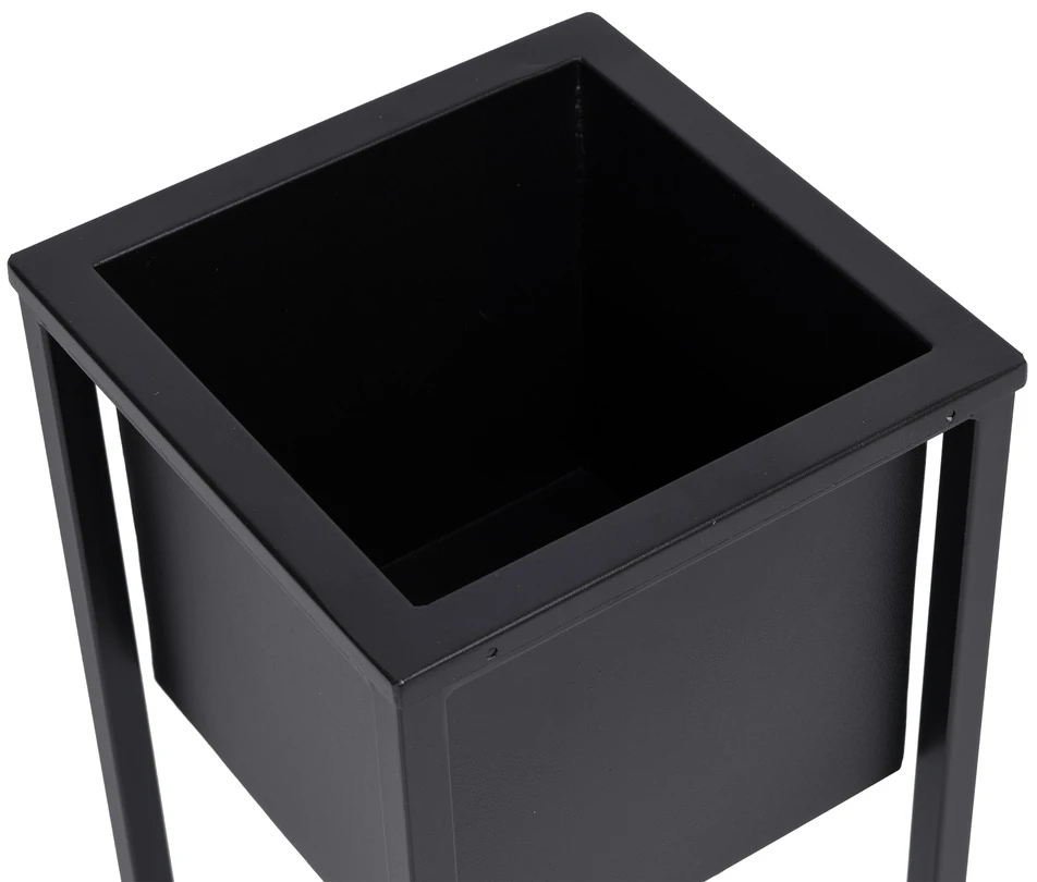 Palėpės stiliaus augalų stovas CONCOVE 40 cm, juodo metalo gėlių stovas, kambarinis vazonų laikiklis, gėlių lentyna, metalinis stovas augalams