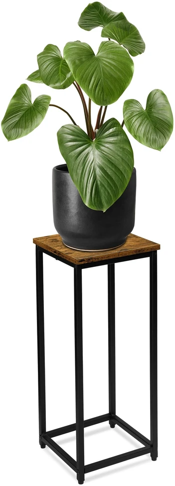 Palėpės stiliaus gėlių stovas ARBEN RUSTIC, juodo ąžuolo, 60 cm, kaimiškas, vintažinis, metalinis