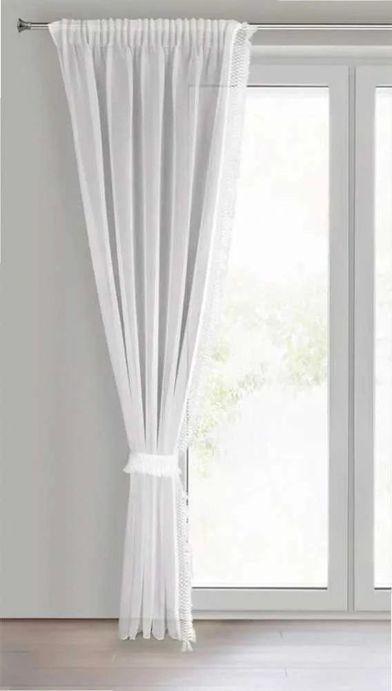 Eurofirany Paruoštas poliesterio užuolaidų komplektas su kutais, lazeriu pjauti kraštai, 140x270 cm dalys, baltos dieninės užuolaidos moderniam interjerui, lengvas audinys