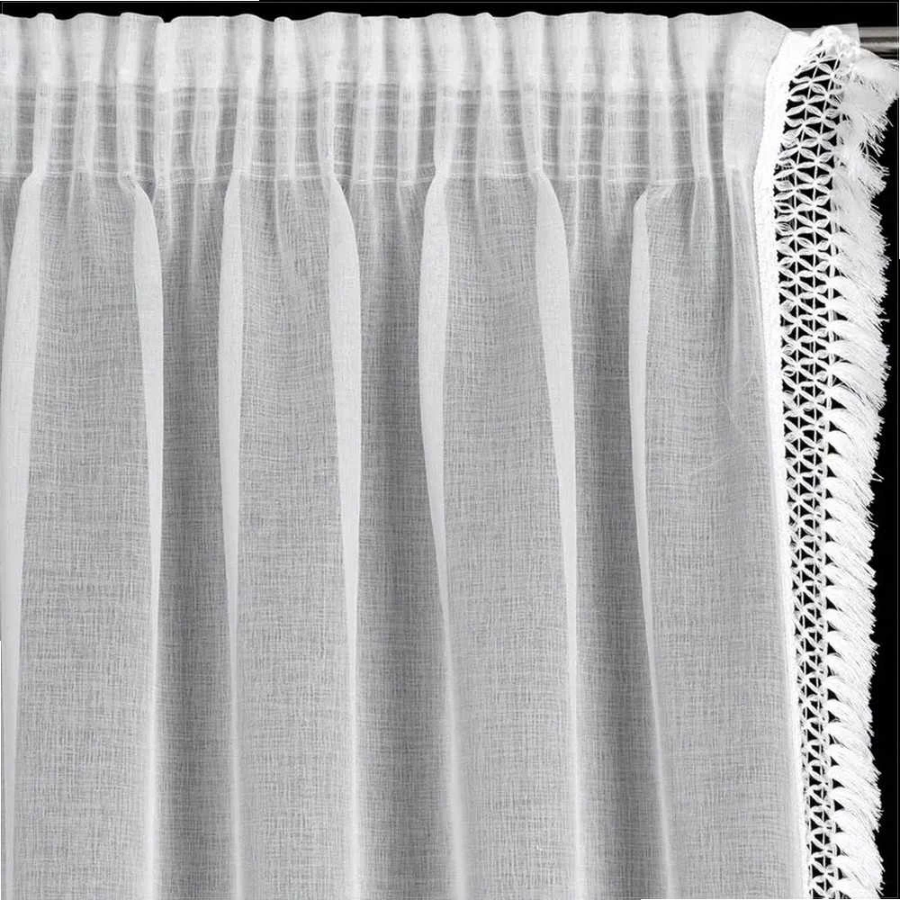 Eurofirany Paruoštas poliesterio užuolaidų komplektas su kutais, lazeriu pjauti kraštai, 140x270 cm dalys, baltos dieninės užuolaidos moderniam interjerui, lengvas audinys