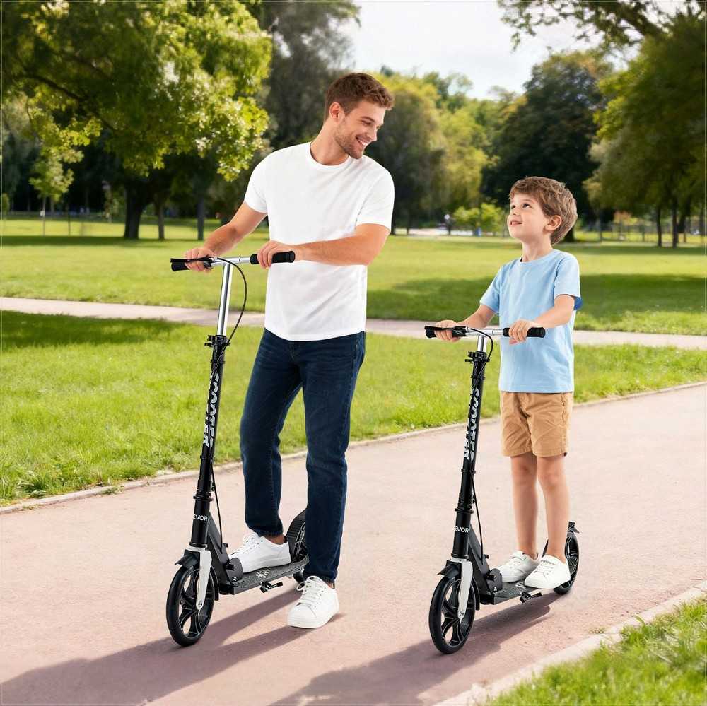 Paspirtukas vaikams ir suaugusiems, reguliuojamas aukštis, neslystanti platforma, sulankstomas lengvas paspirtukas, 200 mm ratai, didelė apkrova