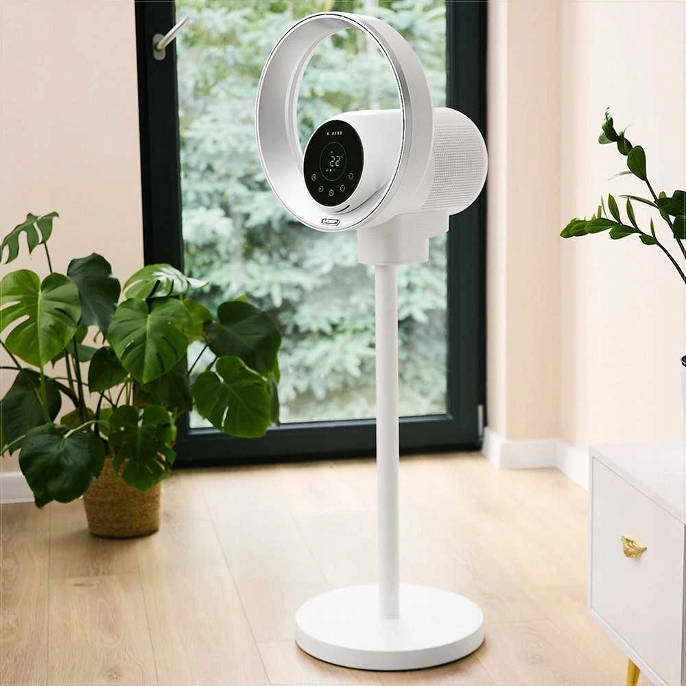 Pastatomas ventiliatorius be menčių 4in1 su oro gryninimo funkcija ir naktine lempa, WiFi valdymas, HEPA filtras ir UV lempa, išmanus ventiliatorius namams, oro valytuvas