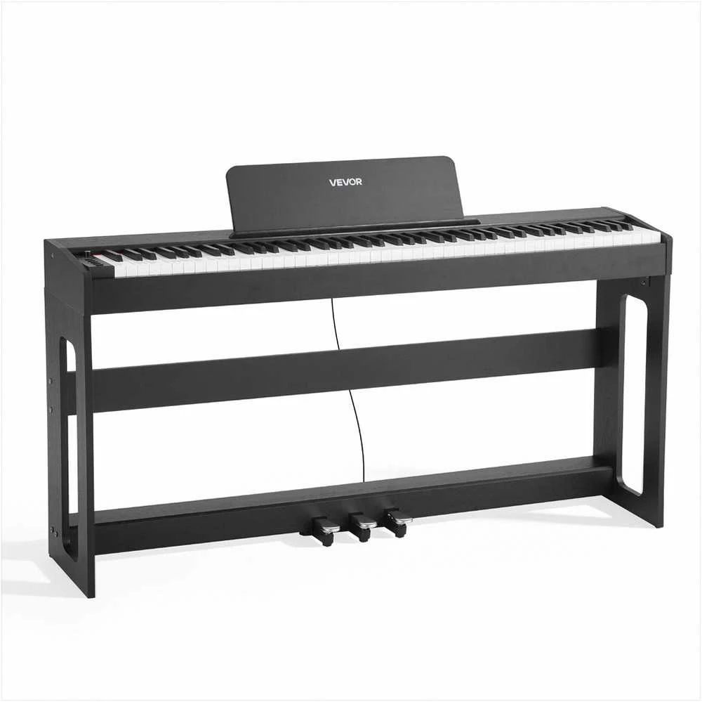 Pasvertas skaitmeninis pianinas pradedantiesiems, pilnai pasverta 88 klavišų klaviatūra su stovu, trigubu pedalu, 280 tonų, „Bluetooth“ ir MIDI, įrašymo funkcija