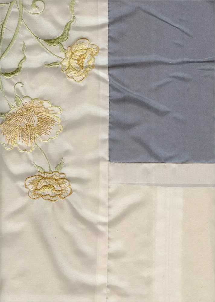 Patalynės komplektas Dekoratyvinis lovatiesės komplektas 220x240 cm su 2 pagalvių užvalkalais 50x60 cm, plieno ir kreminės spalvos raštas 1033, poliesterio lovos užtiesalas, miegamojo tekstilė