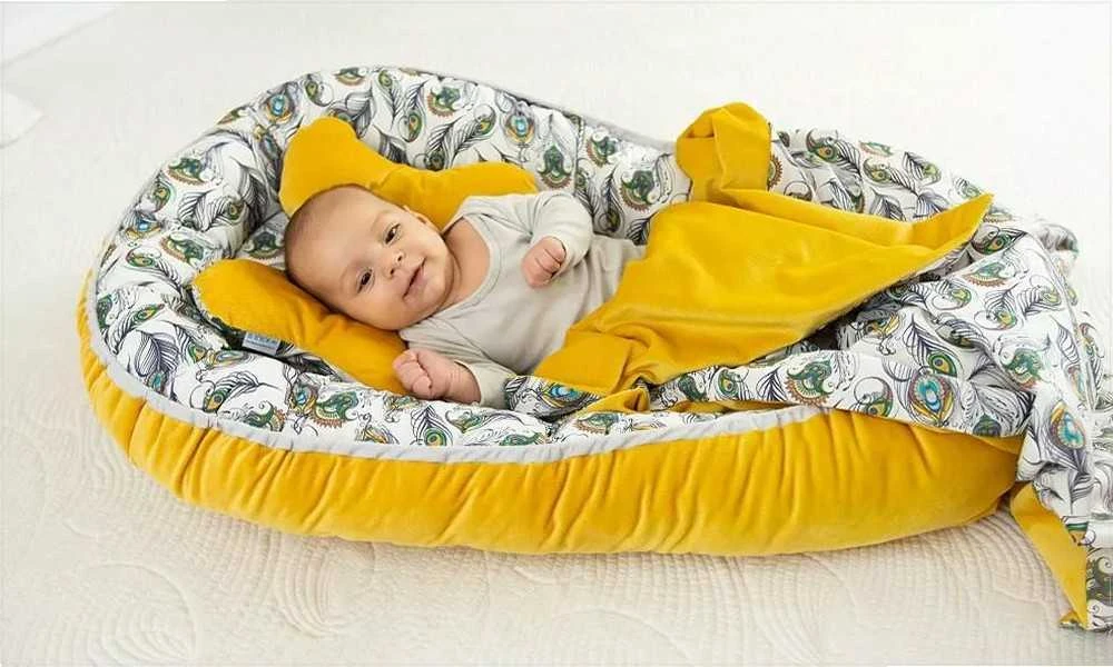 Baby Matex Kūdikio kokonas, drugelio formos pagalvė galvai, medvilnės ir velveto užvalkalas, 55x80 cm, naujagimiams 0-8 mėn., nešiojamas miego lizdelis, kūdikio lizdas