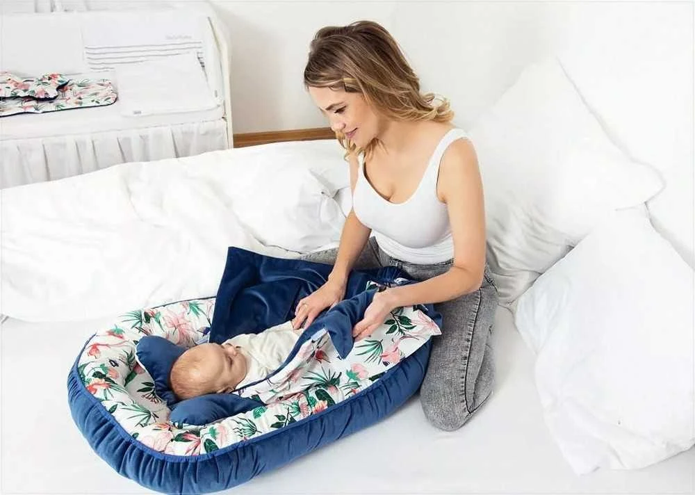 Baby Matex Kūdikio kokonas, drugelio formos pagalvė galvai, medvilnės ir velveto užvalkalas, 55x80 cm, naujagimiams 0-8 mėn., nešiojamas miego lizdelis, kūdikio lizdas