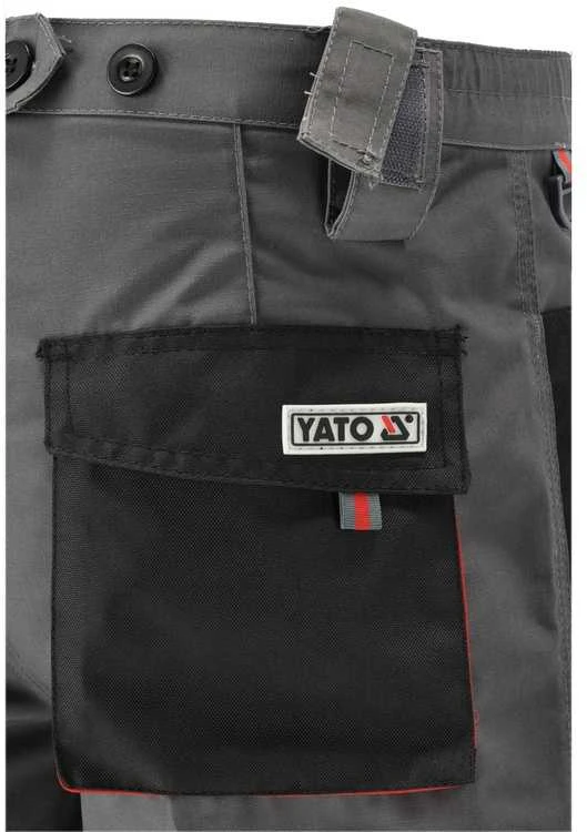 Pilkos ir raudonos vyriškos darbo kelnės, dydis 2XL, 5 kišenės, medvilnės ir poliesterio mišinys