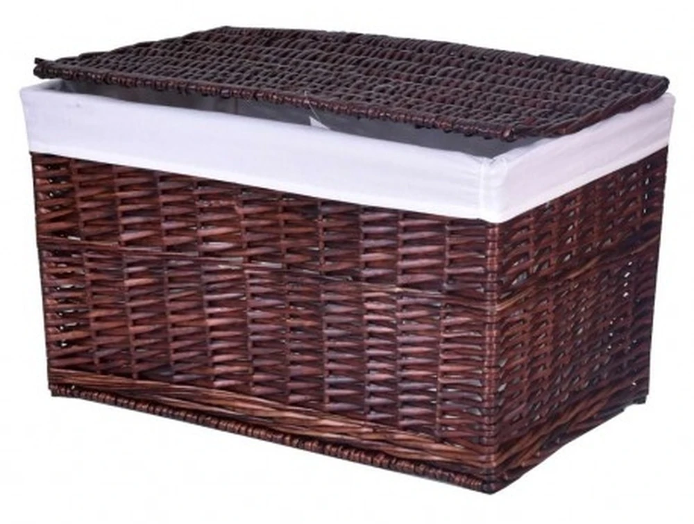Pintinė skrynia 66x40x40 cm, 105L, ruda, rankų darbo, vytelių krepšys, daiktadėžė