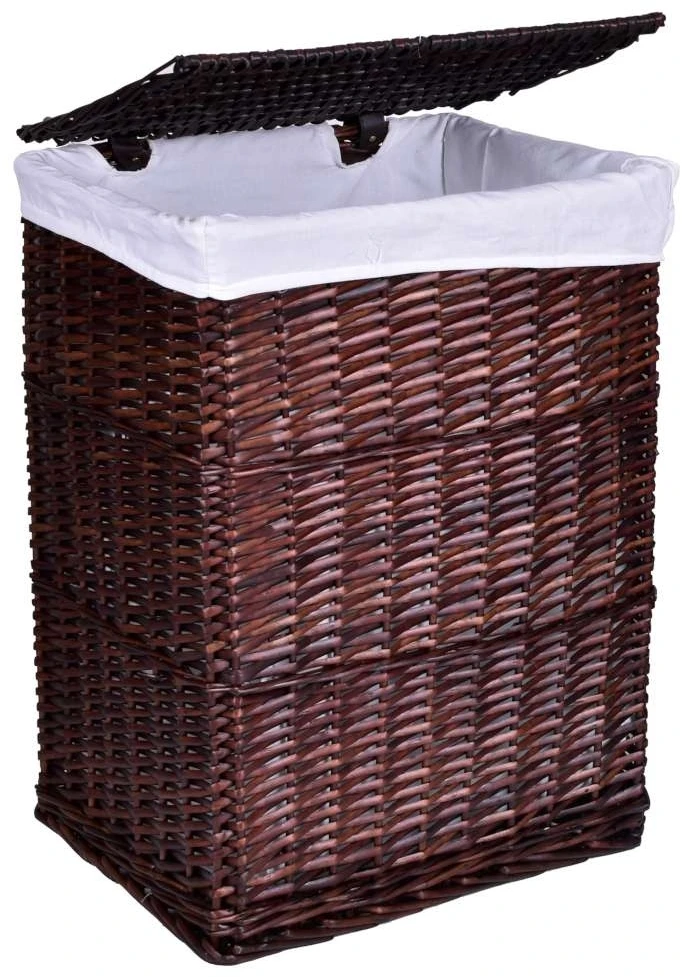 Pintinis krepšys 60x40x30 cm, 72L, rudas skalbinių krepšys, drabužių, skalbinių dėžė