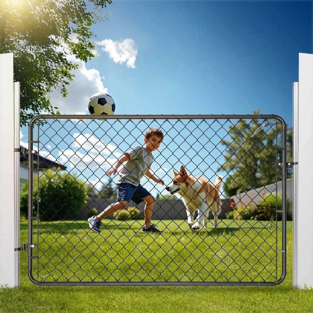 Pintos vielos tvoros vartai, reguliuojami sodo vartai, tvirti, padengti juodu PVC, universalus plotis 0.67–1.83 m, atsparūs rūdims tvoros vartų alternatyva