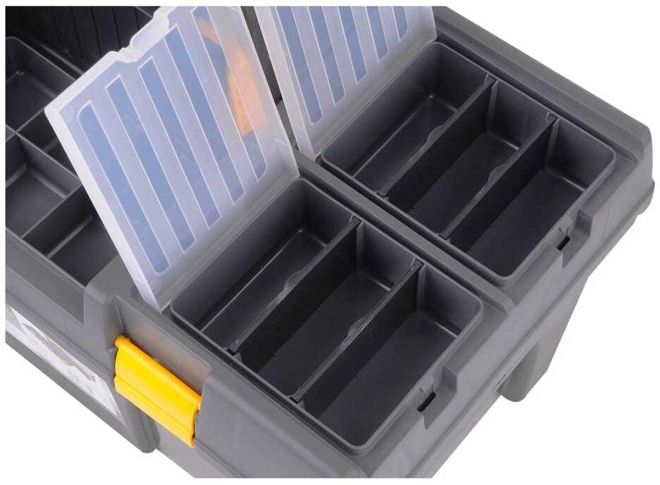 Plastikinė įrankių dėžė 26", su nuimamu dėklu, PVC įrankių dėžė, įrankių dėžė-organaizeris, įrankių laikymo dėžė