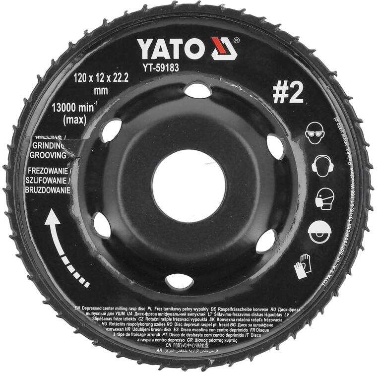 Yato Plieninė freza kampiniam šlifuokliui, 120 mm, universalus šlifavimo ir frezavimo įrankis, medienos freza, betono freza
