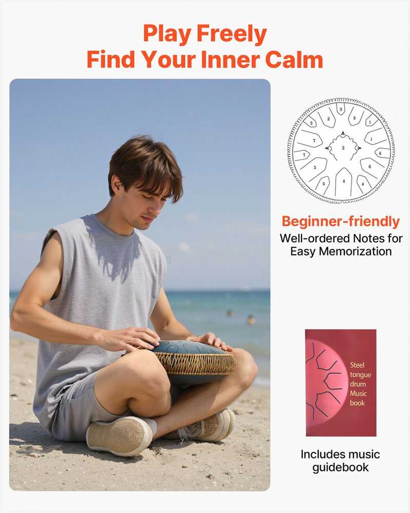 Plieninis liežuvėlinis būgnas 33 cm 15 natų meditacijai jogai, nešiojamas lydinio perkusinis instrumentas, tamsiai mėlynas lietaus būgnas
