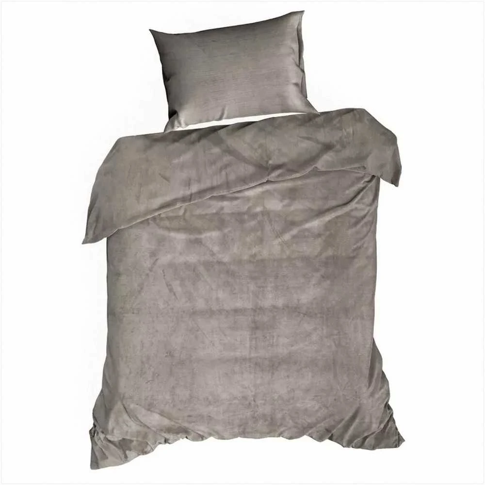 Eurofirany Pliušinis mikropluošto patalynės komplektas, 220x200 cm antklodės užvalkalas su dviem pagalvių užvalkalais, 250 g/m2 svoris, jaukus ir šiltas, smėlio spalva, užtrauktukas, minkšta patalynė miegamajam