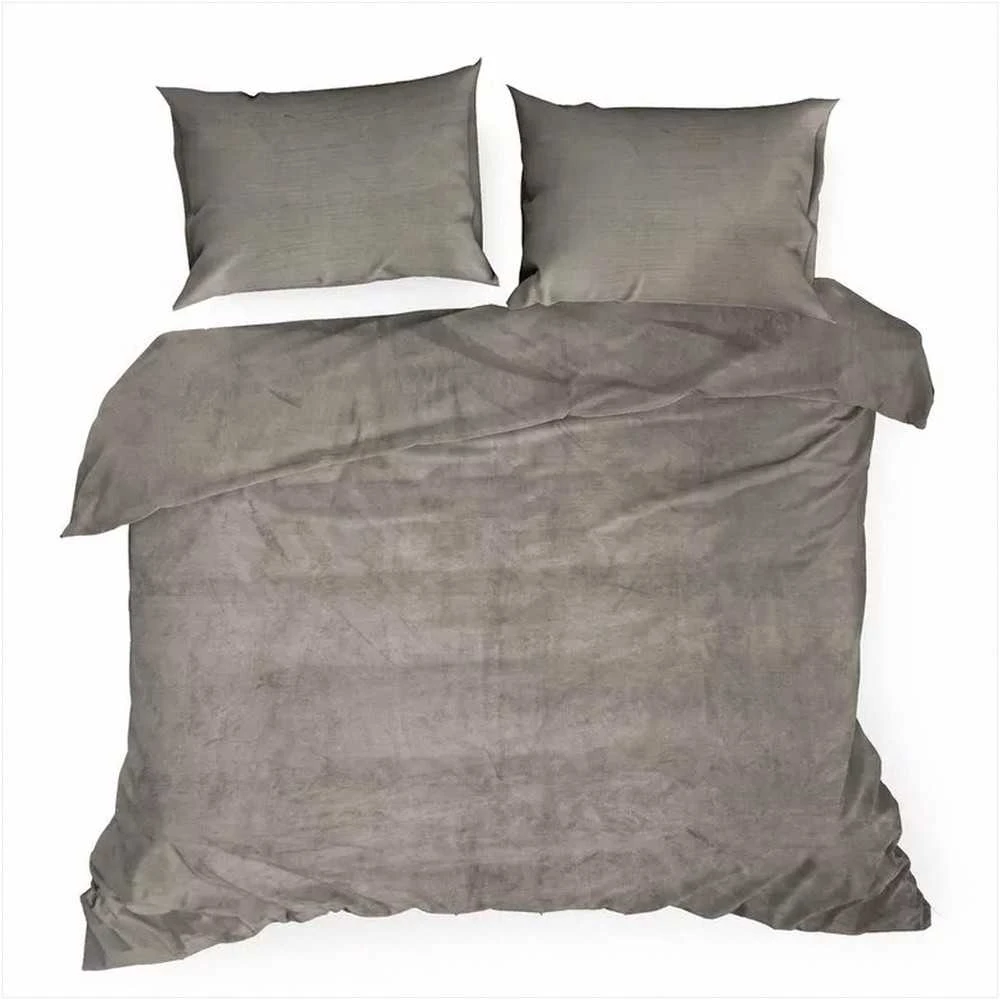 Eurofirany Pliušinis mikropluošto patalynės komplektas, 220x200 cm antklodės užvalkalas su dviem pagalvių užvalkalais, 250 g/m2 svoris, jaukus ir šiltas, smėlio spalva, užtrauktukas, minkšta patalynė miegamajam