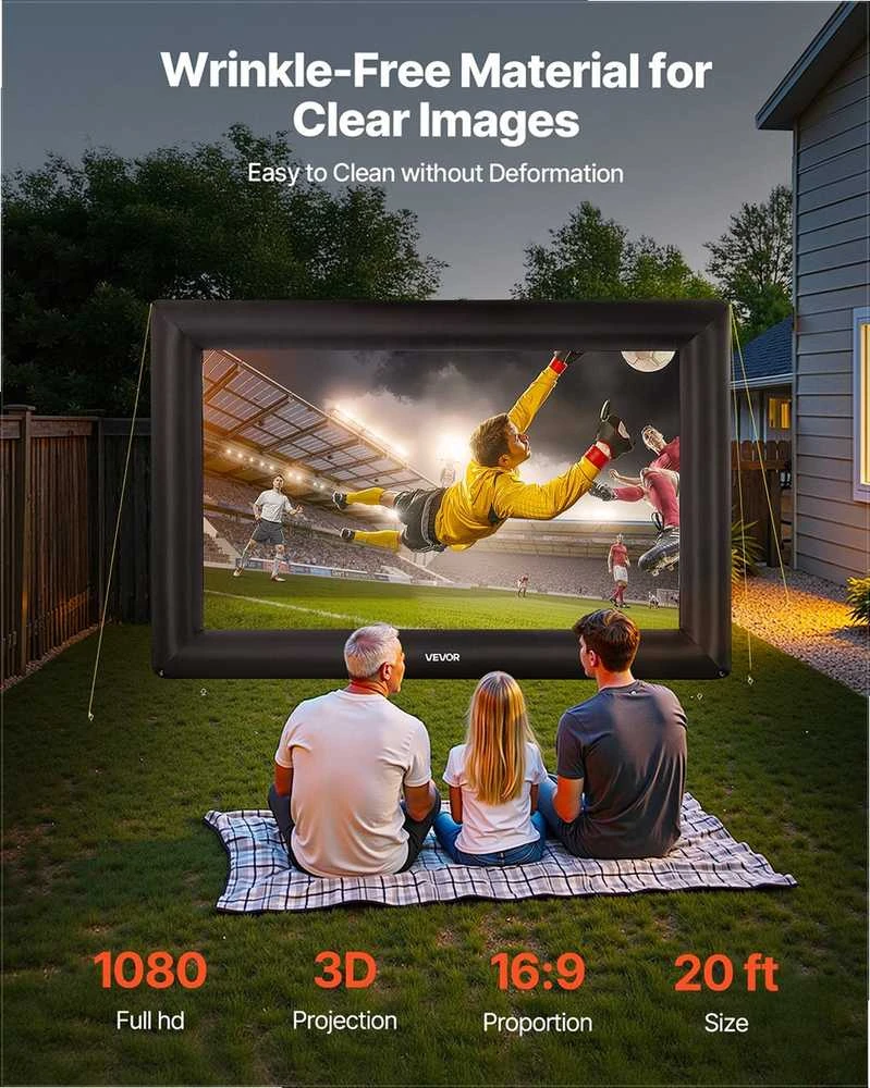 VEVOR Pripučiama filmų ekrano sistema su nešiojamu krepšiu