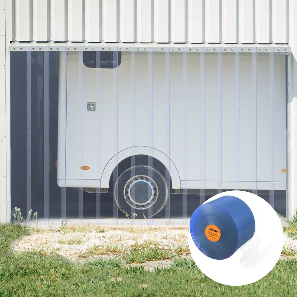 VEVOR PVC juostinė užuolaida, 2 mm storio, 25 m ilgio, skaidri
