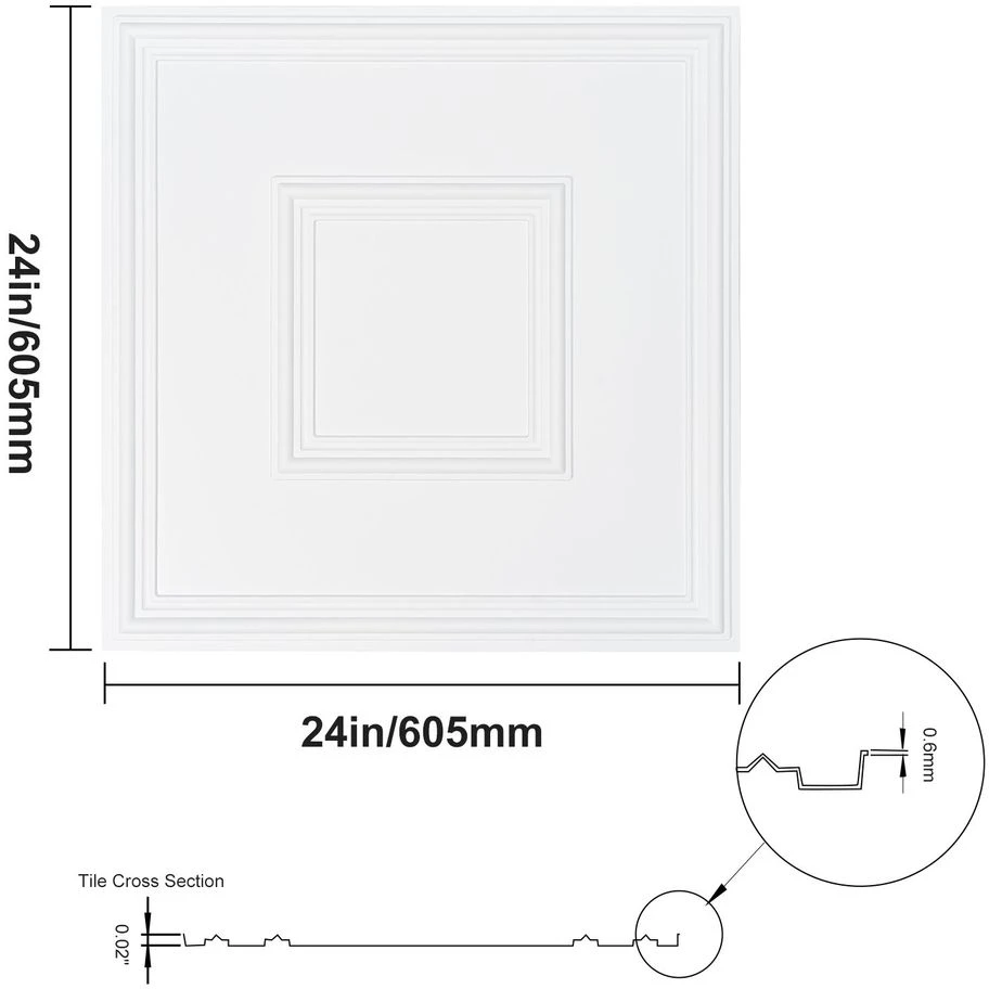 VEVOR 12 vnt. PVC lubų plokštės 61x61 cm
