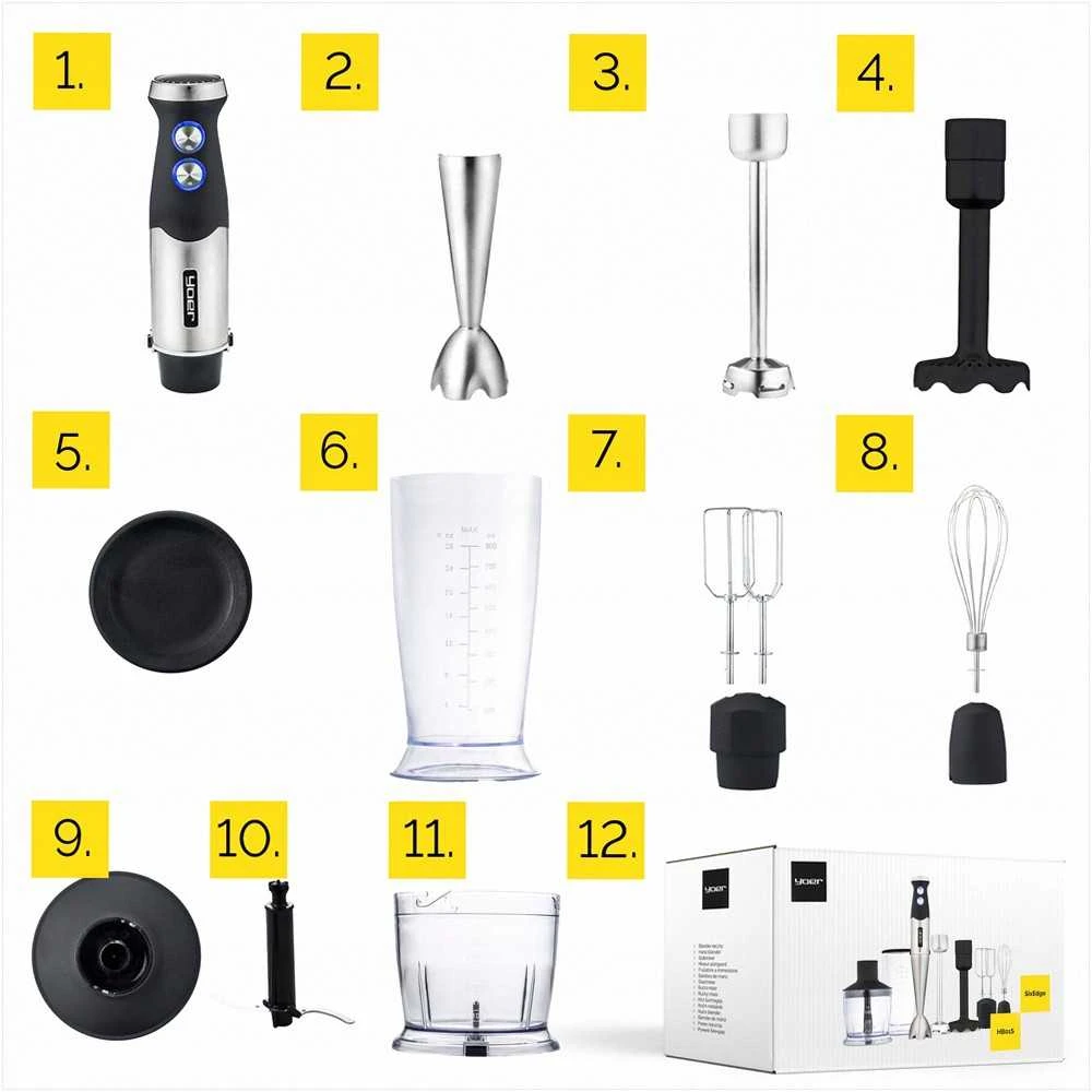 Rankinis daugiafunkcis trintuvas „8-in-1“ trynimui, maišymui ir minkymui, titano ašmenys 1500W 25 greičio lygiai, rankinis blenderis 8in1, virtuvinis panardinamas trintuvas, daugiafunkcis rankinis maišytuvas, maisto smulkintuvas