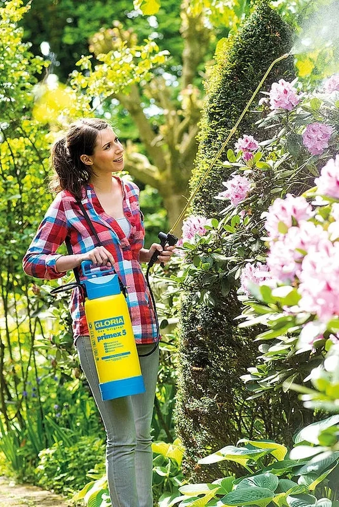 Gloria Haus und Garten Rankinis purkštuvas sodo augalams, 5 litrų talpos, su žalvariniu purškimo vamzdeliu, sodo purkštuvas, augalų purkštuvas