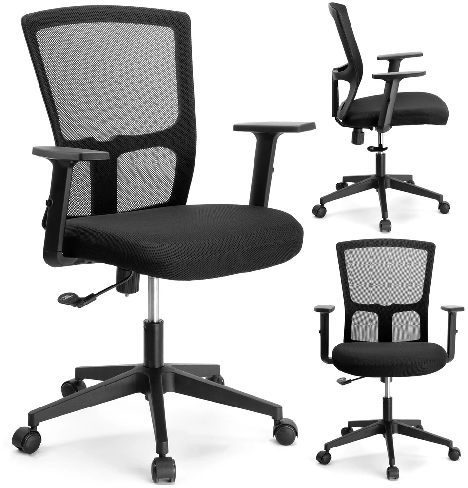 Reguliuojama biuro kėdė, ergonomiška, TILT funkcija, juoda, kompiuterio, sukamoji, ofiso, darbo