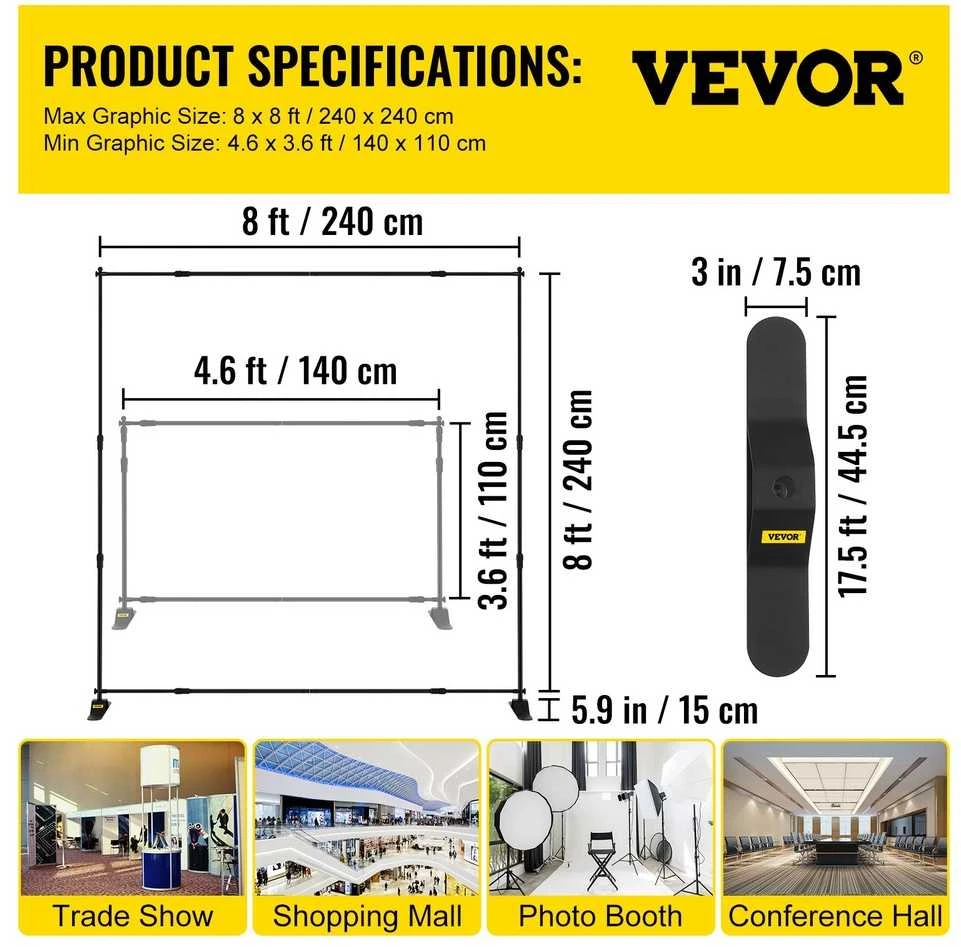 VEVOR Reklaminių antraščių stovas, Nešiojamas, Reguliuojamas, Aliuminis