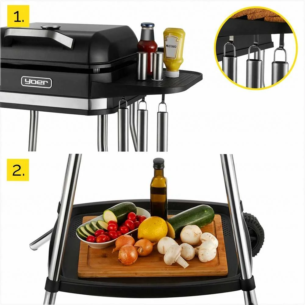 Roast Master Elektrinis sodo grilis 5-in-1 didelis pastatomas, didelė galia 3050W, bedūmis su termometru, vidaus ir lauko elektrinis kepsninė, elektrinis grilis terasai