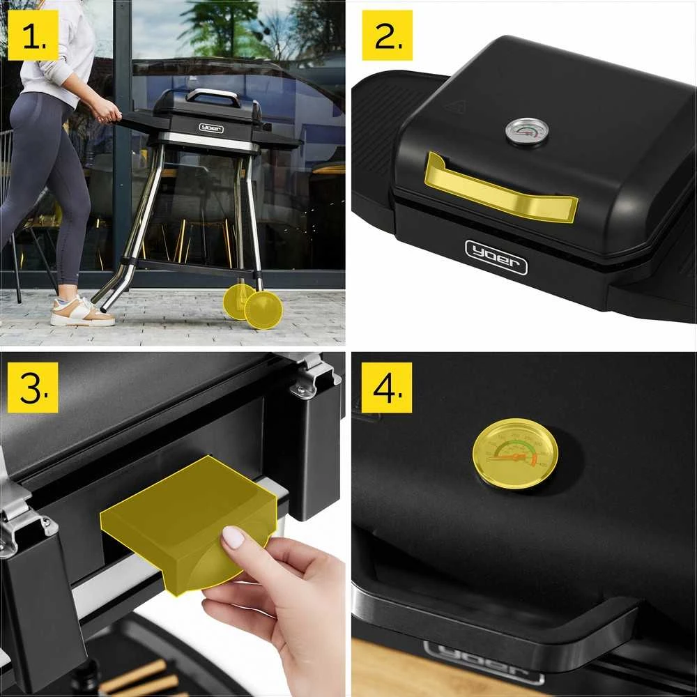 Roast Master Elektrinis sodo grilis 5-in-1 didelis pastatomas, didelė galia 3050W, bedūmis su termometru, vidaus ir lauko elektrinis kepsninė, elektrinis grilis terasai