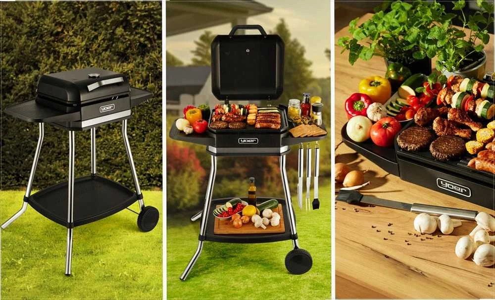 Roast Master Elektrinis sodo grilis 5-in-1 didelis pastatomas, didelė galia 3050W, bedūmis su termometru, vidaus ir lauko elektrinis kepsninė, elektrinis grilis terasai