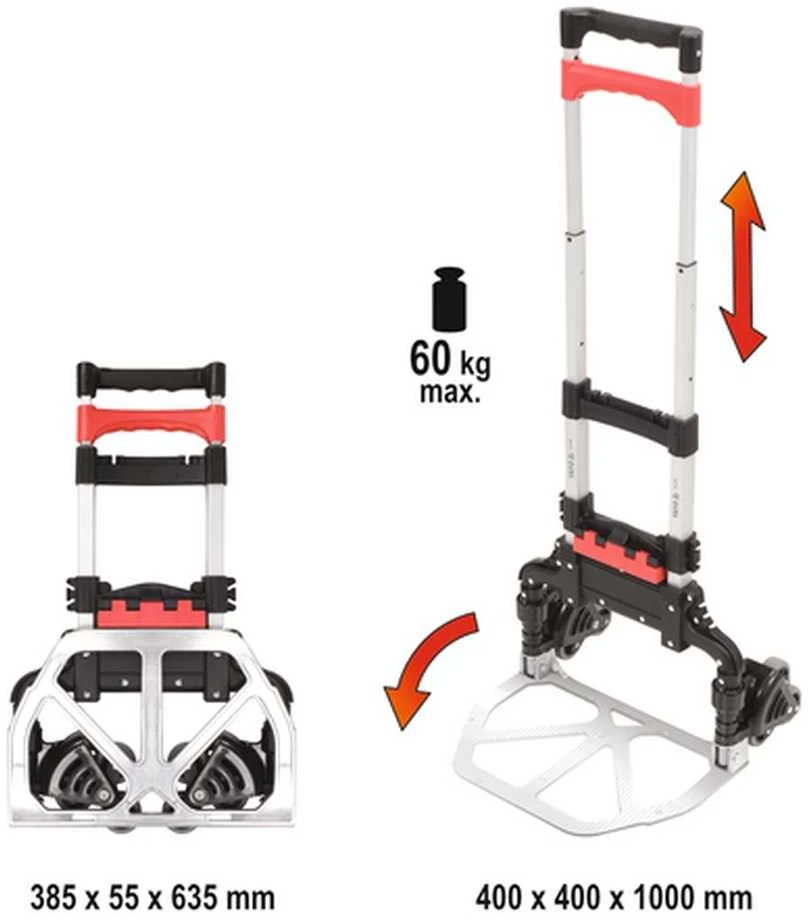 Sandėlio vežimėlis laipiojimui laiptais, sulankstomas, lengvas, 60 kg talpos, laiptų vežimėlis, sulankstomas rankinis vežimėlis