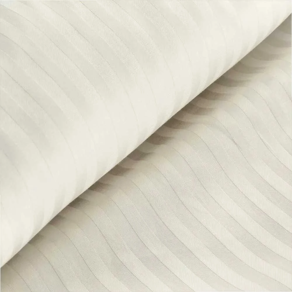 Eurofirany Satininės patalynės komplektas 140x200 cm, kreminės damasko juostelės, minkšta medvilninė patalynė, patogus patalynės komplektas, prabangus patalynės komplektas, medvilninis satinas Patalynė