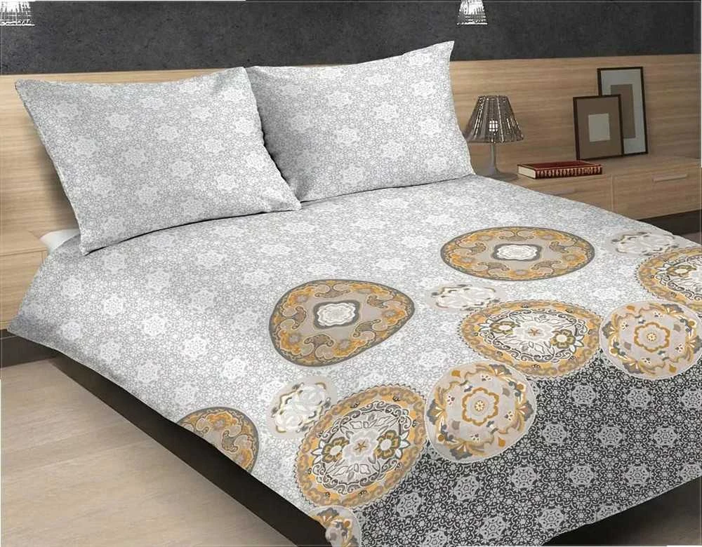 Matex Satininis patalynės komplektas 160x200, medvilninis antklodės užvalkalas, pilkos ir geltonos mandalos patalynė, minkštas patalynės komplektas, prabangus patalynės komplektas, satinas